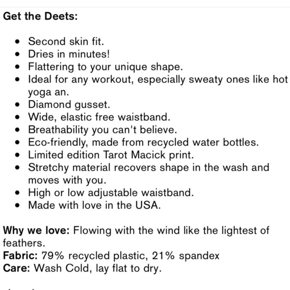 Teeki Tarot Magick Hot Pant Feather Leggings XS - Picture 14 of 15